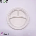 Corn Starch Biodegradable Disposable 10 inch 3 Sections Meal Plate