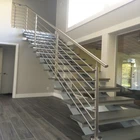 Newly Modern Shopping Mall Straight Teak Staircase Design