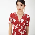 Fashionable dress spring summer ladies sexy printed long and short sleeve dresses