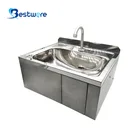 Evier Cuisine Small Stainless Steel Hotel Knee Operated Industrial Kitchen Wash Basin Wall Mounted Hand Sink