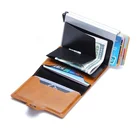 Business Credit Card Holder Slim Wallet PU Leather Vintage double Aluminum rfid card holder