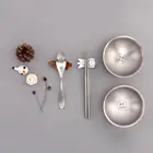 Modern wholesale children dinner set metal titanium tableware