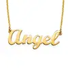 Name Necklace Personalized Gold Plated Script Name Plate Necklace Cut Out Engraved Letters Necklace Customized