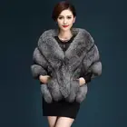 shawls wholesale Fashion Ladies Gray Fox Fur Shawls Womens Winter Shawls