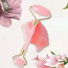 Slim Chin Double Welded Rose Quartz Facial Massage Roller Natural Rose Quarts Roller