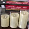 Battery Operated LED Flameless plastic Pillar Candles in Cream with flickering wick
