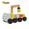 Top sale educational construction wooden toy crane truck for kids W05C082
