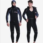 Men 5mm wetsuit windproof patchwork thermal print neoprene 2 piece long sleeve dive dry suit