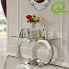 Tempered Glass Top Console Table With Stainless Steel Base