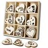 Custom unfinished natural wooden slices discs heart shaped decorations for earring