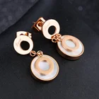 Most popular jewelry stainless steel rose gold hoop earrings pearl oysters for women