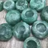 Hand carved natural green fluorite quartz crystal candle holder for home decoration