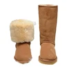 Top Quality Low Price Waterproof Sheepskin Plush ladies shoes leather women Mid Calf Snow boots