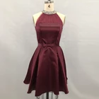 QQ8026 Factory Wholesale Simple Design Halter Beaded Party Dresses