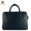 Black pebble cow genuine leather laptop bag leather briefcase bag with shoulder strap