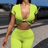 FS0237D 2019 new arrivals neon color summer women tops and shorts clothing sets