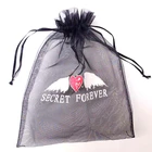Luxury branded colorful heat transfer printed organza bag, cosmetic packaging pouch