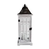 Home and garden wood glass lantern for candle with metal top