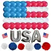4th Of July Decoration set for America Independence Day Pom Poms USA Letter Balloons American hand Flags Patriotic National Day