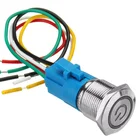19mm metal waterproof 12/24V 5 pin ON-OFF push button switch LED power switch