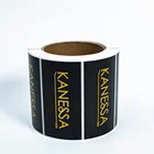 Type Sticker Custom Logo Black Roll Type Package Matte Gold Foil Adhesive Label Sticker For Glasses