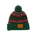 Wholesale knit scarf beanie and glove set high fashion with leather label custom sports beanies hats