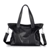 Fashion Wholesale Black Women Genuine Leather Tote Bag/Quality Leather Laptop Bag