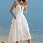 Summer women white lace deep v neck evening best dress for farewell party