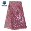Bestway sequin embroidery dust pink african custom aso ebi Lace