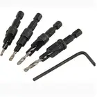 HSS 5 Flute Countersink Drill Bit Set Rotating Depth Stop Plug Wood Mill Drill