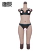 Solid five points D cup body suit with artificial vagina silicone breast forms for drag queen anal sex CD