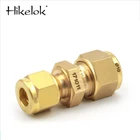 Hiklok SS Push Connect Tube Fitting Union Brass Compress Fitting Tube Connector 3/8 in 2in Pneumatic Tube Fittings
