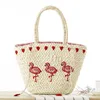 Zogift New cartoon fashion straw handmade embroidery animal dumpling bag large woven shoulder women beach bag