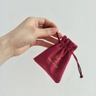 Custom Logo Drawstring Velvet Bag Suede Jewelry Pouch