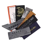 Wholesale Recycled Polyester Garment Labels Custom Brand Logo Damask Woven Label With Loop Fold for T-shirt