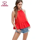 Plain red cotton young girls top summer clothing for girls fashion design