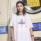 Hip hop streetwear oversized loose fashion silk screen printing black custom men and women cotton t shirt
