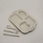 Eco-friendly biodegradable Cartoon Food 4 compartment wheat straw Storage Tray for children