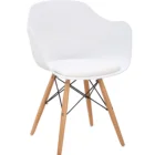 Contracted Plastic Backrest Living Room Leisure Chair With Wood Leg