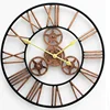 70cm Large Antique Black Gold Wrought Iron Metal Gear Wall Clock