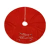 Wholesale 38" Xmas Tree Skirt Decor Red Felt Embroidered Merry Christmas