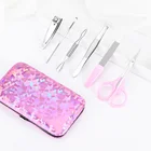 Fashional Korea Cute Beauty Pink 6pcs Girl Cheap Glitter Manicure Pedicure Set