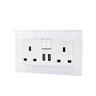 UK 230v 3 pin plug wall electric dual socket with USB charger