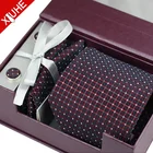 Classical solid black polyester formal tie gift sets for men