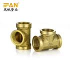 Stock 3 Way Metal Brass Pipe Fitting Forged Tee 3/4" Brass 90 Degree Tee Brass Plumbing Pipe Fittings Female Tee