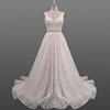 Luxury Beaded Lace Wedding Dress 2018 Spaghetti Strap Pink Bridal Gown New Real Sample