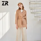 Winter Women Fashion Custom Sheep Wool Coat Double Face 100% Lamb Sheep Cashmere Woolen Fur Coat with Belt