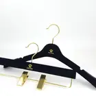 YY0698 custom luxury brand women clothes hanger velvet dress hanger with clips