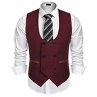 Men's Slim Fit Sleeveless Suit Vest U-shaped neck Double Breasted Business Dress Waistcoat