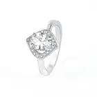 Halo style classic silver eye olive cut CZ shaped engagement and wedding ring platinum 925 sterling silver jewelry